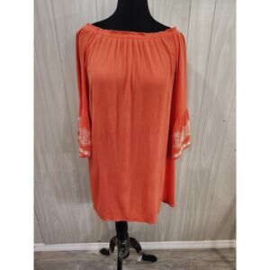 Women's Peasant Hippie Embroidered Flying Tomato Blouse Size 2x Stretchy Cottage